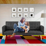 Sarantino 3 Seater Modular Linen Fabric Sofa Bed Couch - Black - Furniture > Sofas