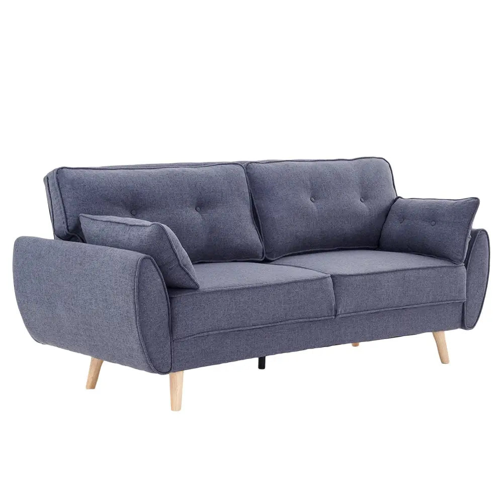Sarantino 3 Seater Modular Linen Fabric Sofa Bed Couch Futon Suite - Dark Grey - Furniture > Sofas