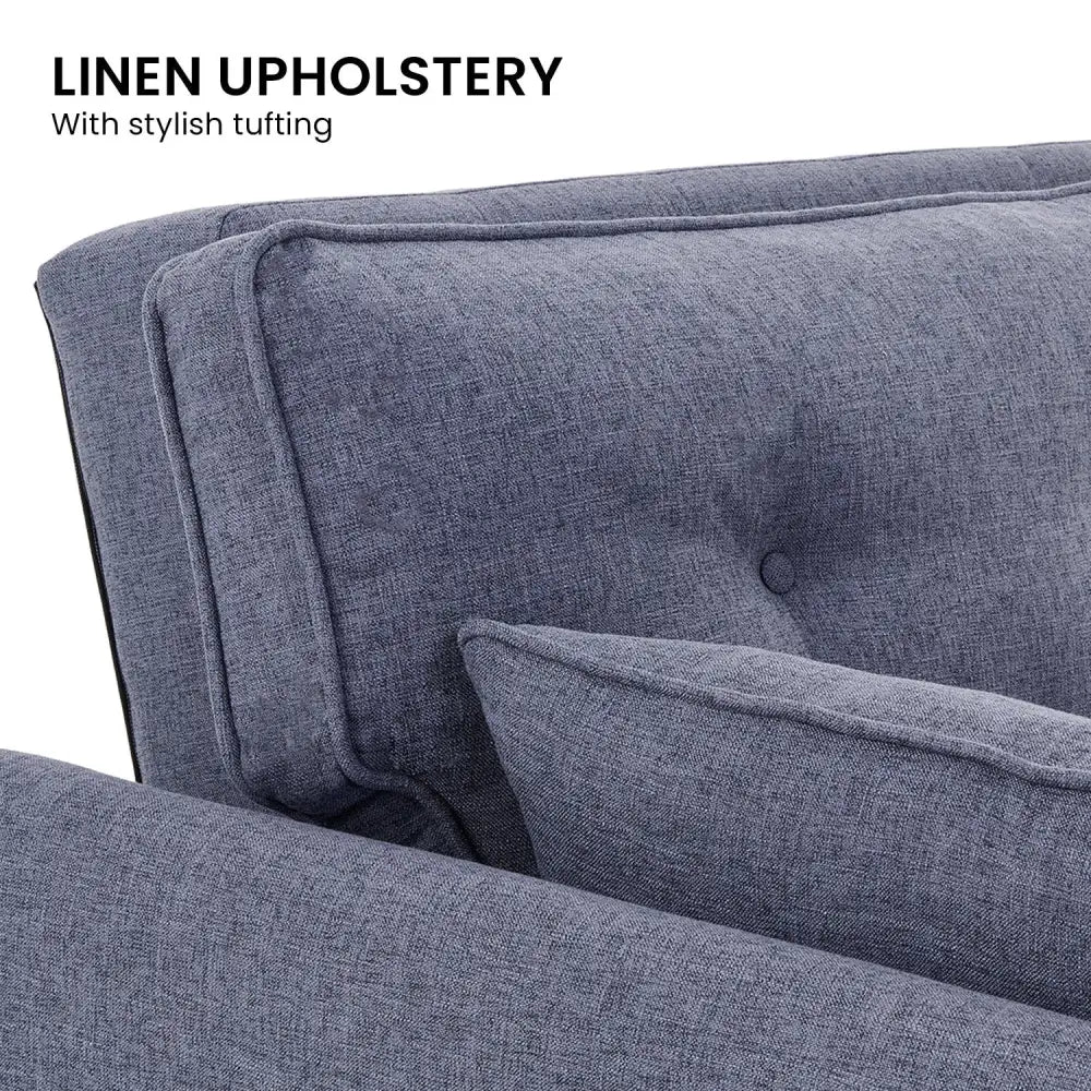 Sarantino 3 Seater Modular Linen Fabric Sofa Bed Couch Futon Suite - Dark Grey - Furniture > Sofas