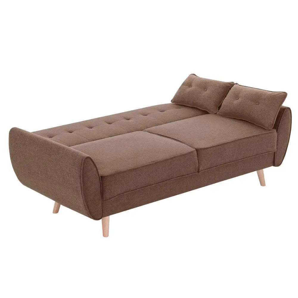Sarantino 3 Seater Modular Linen Fabric Sofa Bed Couch Futon Suite - Brown - Furniture > Sofas > Sofas & Sofa Beds