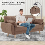 Sarantino 3 Seater Modular Linen Fabric Sofa Bed Couch Futon Suite - Brown - Furniture > Sofas > Sofas & Sofa Beds