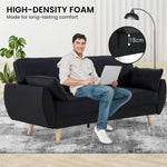 Sarantino 3 Seater Modular Linen Fabric Sofa Bed Couch Futon Suite - Black - Furniture > Sofas