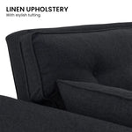 Sarantino 3 Seater Modular Linen Fabric Sofa Bed Couch Futon Suite - Black - Furniture > Sofas
