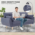Sarantino 3 Seater Modular Linen Fabric Sofa Bed Couch Futon Suite - Dark Grey - Furniture > Sofas