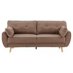 Sarantino 3 Seater Modular Linen Fabric Sofa Bed Couch Futon Suite - Brown - Furniture > Sofas > Sofas & Sofa Beds