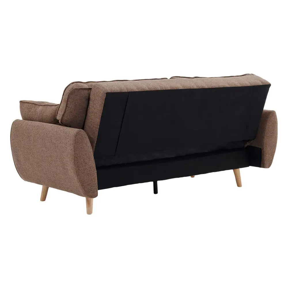 Sarantino 3 Seater Modular Linen Fabric Sofa Bed Couch Futon Suite - Brown - Furniture > Sofas > Sofas & Sofa Beds