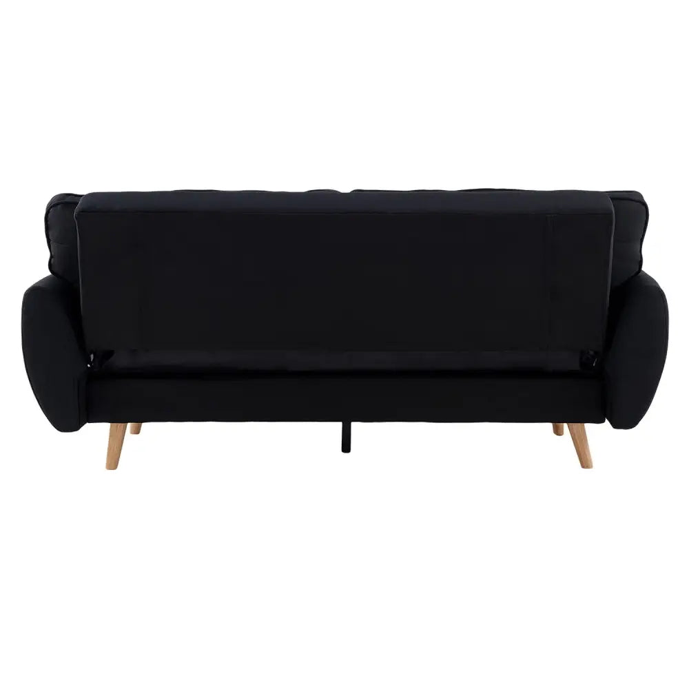 Sarantino 3 Seater Modular Linen Fabric Sofa Bed Couch Futon Suite - Black - Furniture > Sofas