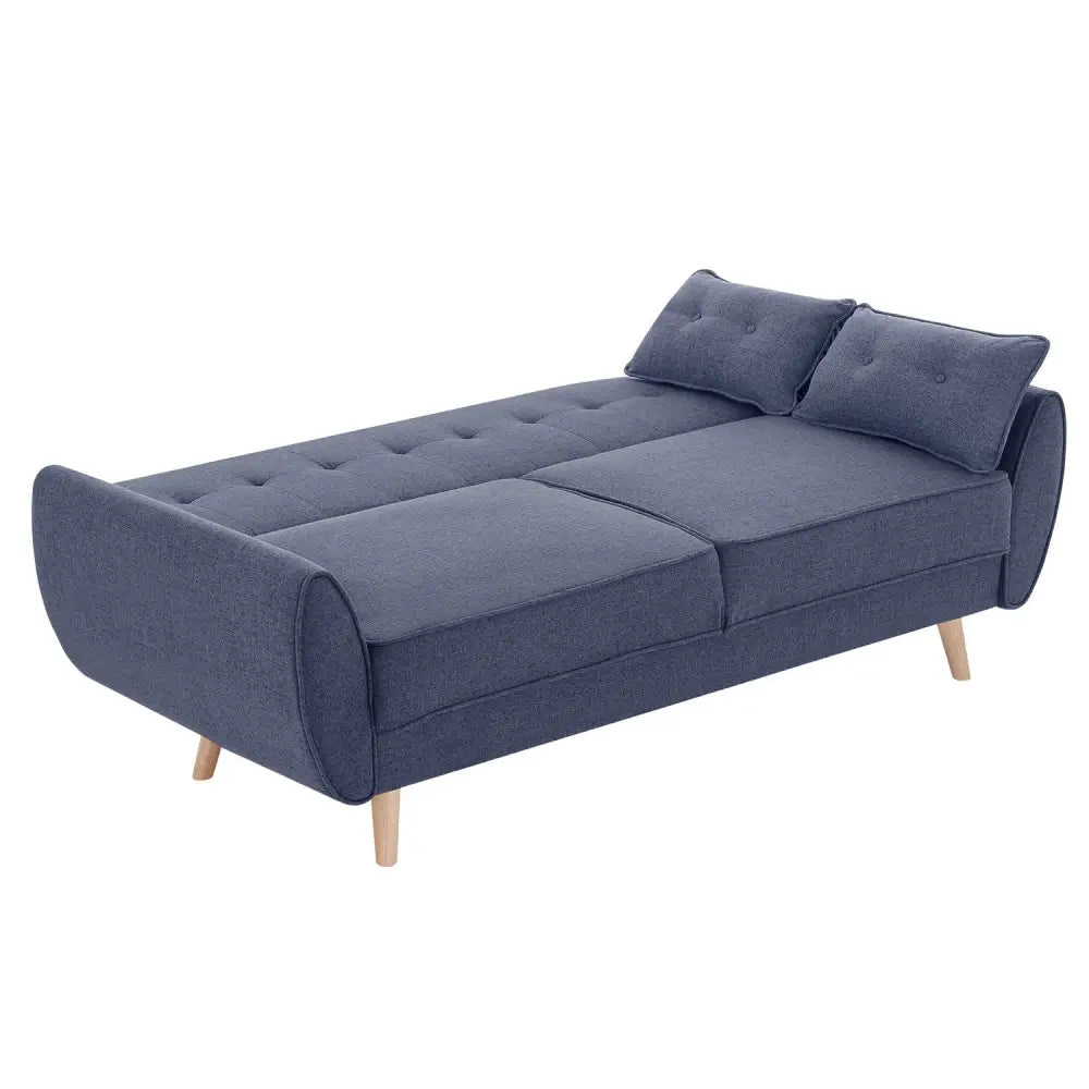 Sarantino 3 Seater Modular Linen Fabric Sofa Bed Couch Futon Suite - Dark Grey - Furniture > Sofas