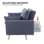 Sarantino 3 Seater Modular Linen Fabric Sofa Bed Couch Futon Suite - Dark Grey - Furniture > Sofas