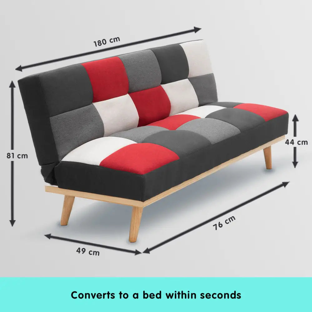 Sarantino 3 Seater Modular Linen Fabric Wood Sofa Bed Couch - Multi-colour - Furniture > Sofas