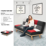 Sarantino 3 Seater Modular Linen Fabric Wood Sofa Bed Couch - Multi-colour - Furniture > Sofas