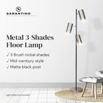 Sarantino 3-Shade Metal Floor Lamp Nickel & Matte Black Finish - Home & Garden > Lighting