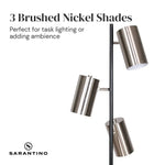 Sarantino 3-Shade Metal Floor Lamp Nickel & Matte Black Finish - Home & Garden > Lighting