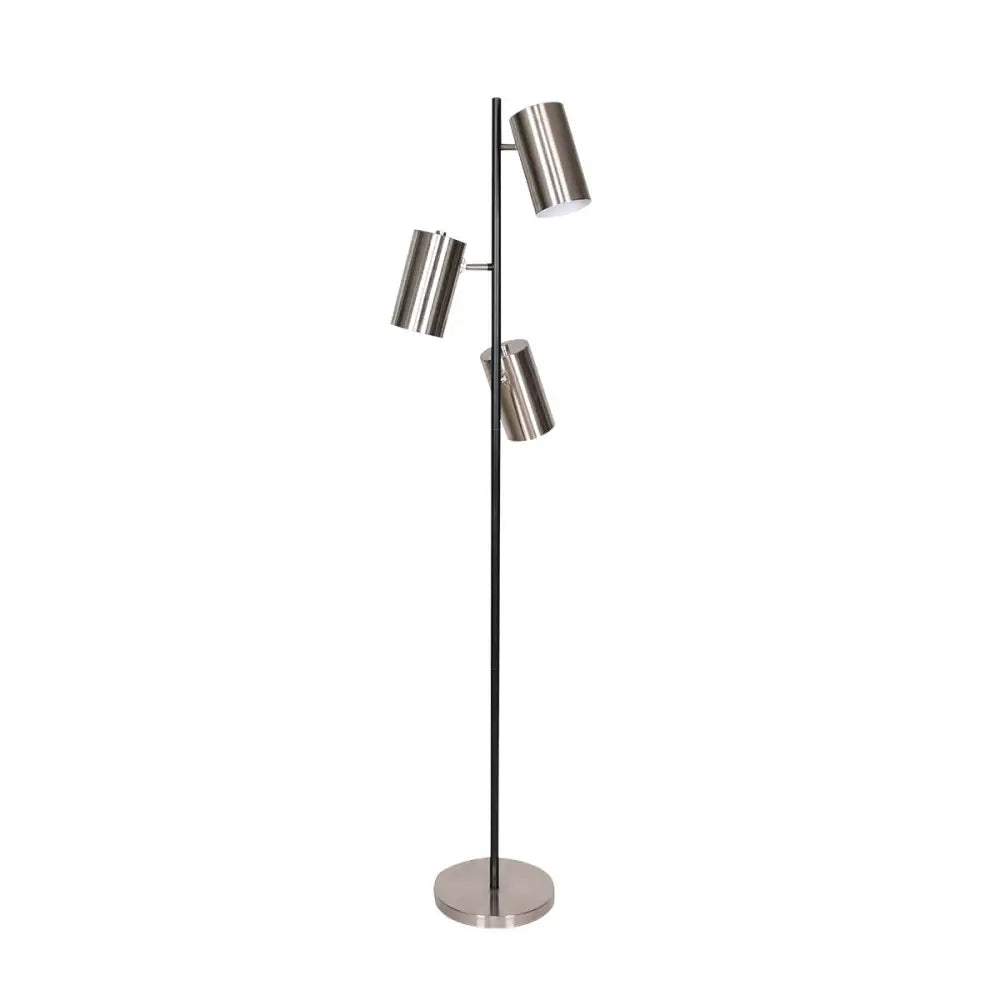 Sarantino 3-Shade Metal Floor Lamp Nickel & Matte Black Finish - Home & Garden > Lighting