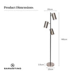 Sarantino 3-Shade Metal Floor Lamp Nickel & Matte Black Finish - Home & Garden > Lighting