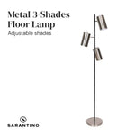 Sarantino 3-Shade Metal Floor Lamp Nickel & Matte Black Finish - Home & Garden > Lighting