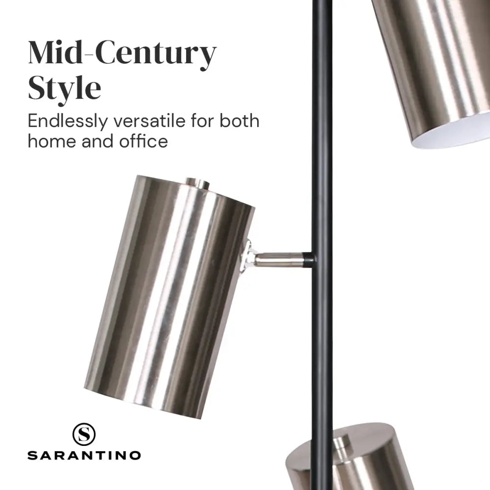 Sarantino 3-Shade Metal Floor Lamp Nickel & Matte Black Finish - Home & Garden > Lighting