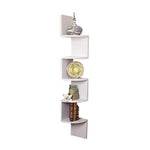 Sarantino 5 Tier Corner Wall Shelf Display Shelves Dvd Book Storag Rack Floating Mounted - White - Furniture > Living