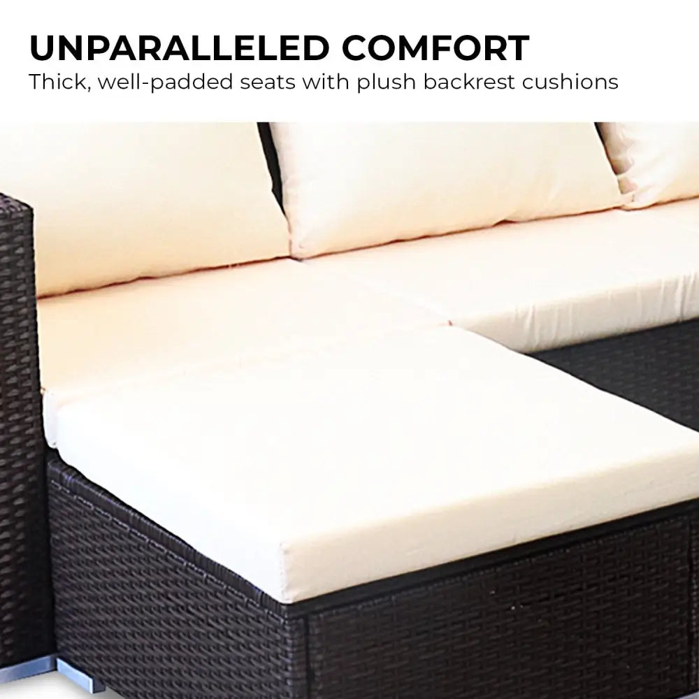 Sarantino 5pc Modular Outdoor Lounge Set PE Rattan - Brown - Furniture > Outdoor