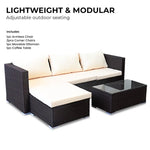 Sarantino 5pc Modular Outdoor Lounge Set PE Rattan - Brown - Furniture > Outdoor