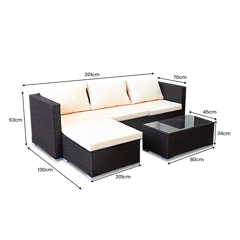 Sarantino 5pc Modular Outdoor Lounge Set PE Rattan - Brown - Furniture > Outdoor