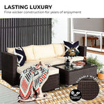 Sarantino 5pc Modular Outdoor Lounge Set PE Rattan - Brown - Furniture > Outdoor