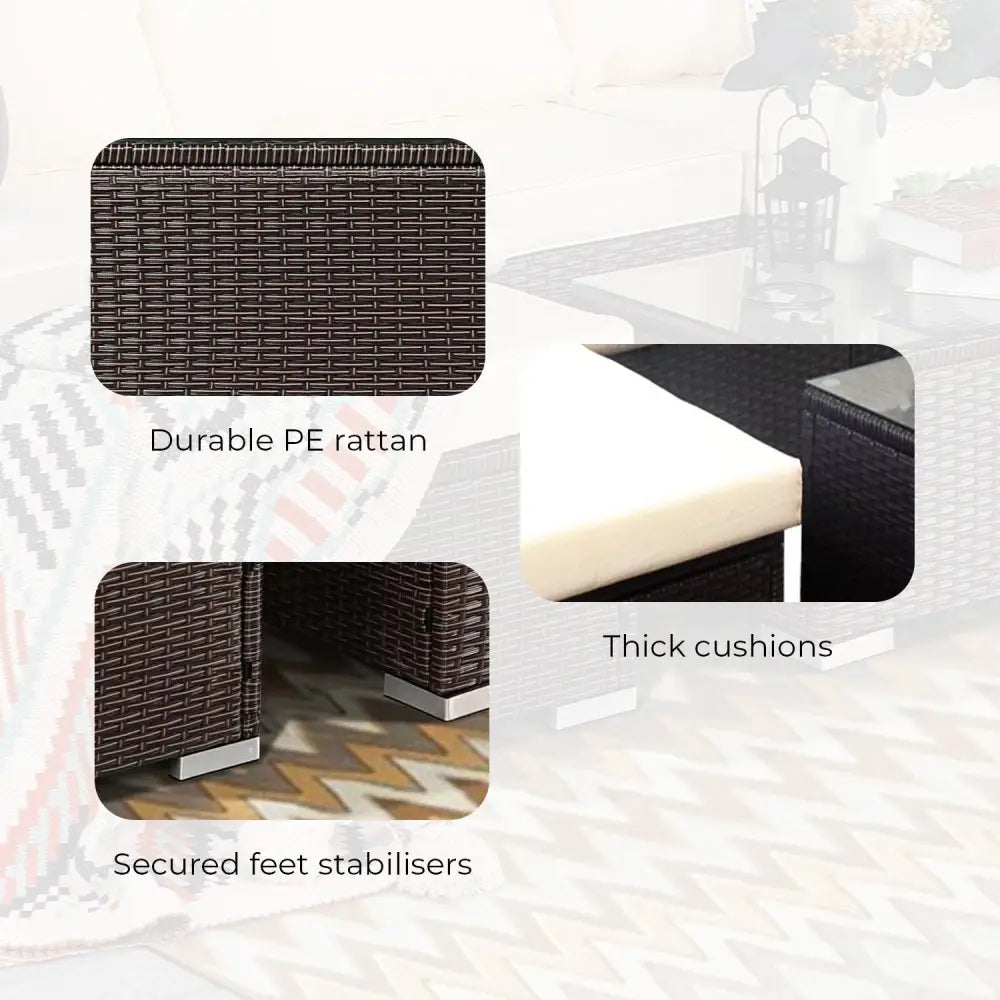 Sarantino 5pc Modular Outdoor Lounge Set PE Rattan - Brown - Furniture > Outdoor