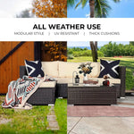 Sarantino 5pc Modular Outdoor Lounge Set PE Rattan - Brown - Furniture > Outdoor