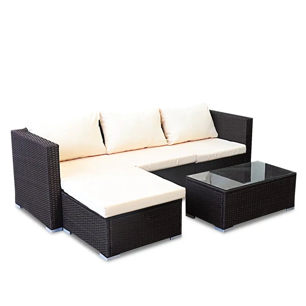 Sarantino 5pc Modular Outdoor Lounge Set PE Rattan - Brown - Furniture > Outdoor