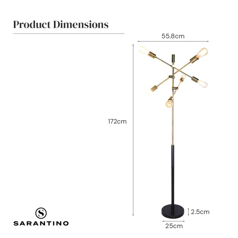 Sarantino 6-Light Metal Sputnik Floor Lamp - Home & Garden > Lighting
