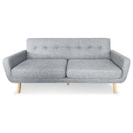 Sarantino 6-Seater Linen Sofa Set Couch Futon - Light Grey - Furniture > Sofas