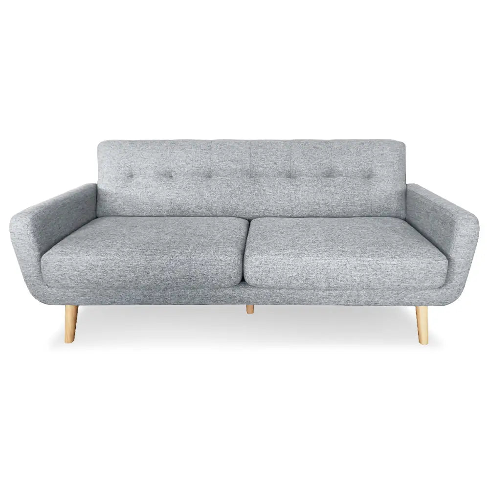 Sarantino 6-Seater Linen Sofa Set Couch Futon - Light Grey - Furniture > Sofas