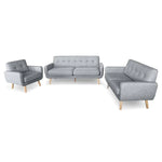Sarantino 6-Seater Linen Sofa Set Couch Futon - Light Grey - Furniture > Sofas
