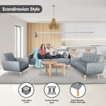 Sarantino 6-Seater Linen Sofa Set Couch Futon - Light Grey - Furniture > Sofas