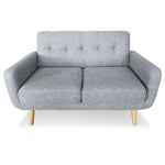 Sarantino 6-Seater Linen Sofa Set Couch Futon - Light Grey - Furniture > Sofas