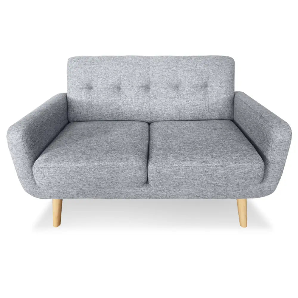 Sarantino 6-Seater Linen Sofa Set Couch Futon - Light Grey - Furniture > Sofas