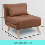 Sarantino Adjustable Chair Single Sofa Bed Faux Linen - Brown - Furniture > Sofas