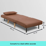 Sarantino Adjustable Chair Single Sofa Bed Faux Linen - Brown - Furniture > Sofas
