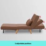 Sarantino Adjustable Chair Single Sofa Bed Faux Linen - Brown - Furniture > Sofas