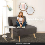 Sarantino Adjustable Chair Single Sofa Bed Faux Linen - Brown - Furniture > Sofas