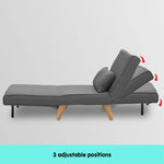 Sarantino Adjustable Chair Single Sofa Bed Faux Linen - Dark Grey - Furniture > Sofas