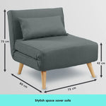 Sarantino Adjustable Chair Single Sofa Bed Faux Linen - Dark Grey - Furniture > Sofas
