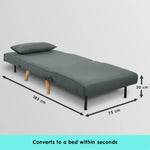 Sarantino Adjustable Chair Single Sofa Bed Faux Linen - Dark Grey - Furniture > Sofas