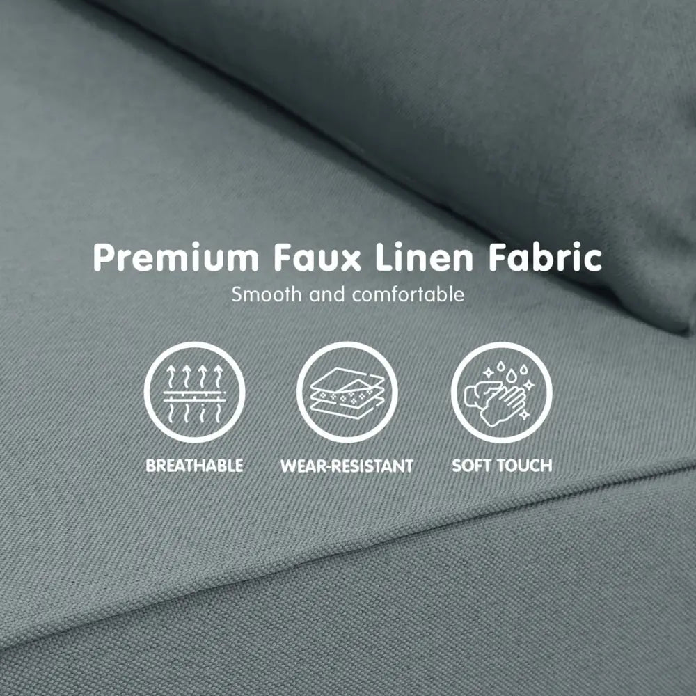 Sarantino Adjustable Chair Single Sofa Bed Faux Linen - Dark Grey - Furniture > Sofas