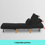 Sarantino Adjustable Chair Single Sofa Bed Faux Velvet - Black - Furniture > Sofas