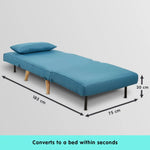 Sarantino Adjustable Corner Sofa 1 Seater Lounge Linen Bed Seat - Blue - Furniture > Sofas