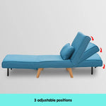 Sarantino Adjustable Corner Sofa 1 Seater Lounge Linen Bed Seat - Blue - Furniture > Sofas