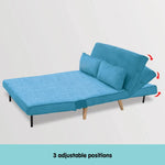 Sarantino Adjustable Corner Sofa 2-Seater Lounge Linen Bed Seat - Blue - Furniture > Sofas