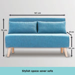 Sarantino Adjustable Corner Sofa 2-Seater Lounge Linen Bed Seat - Blue - Furniture > Sofas