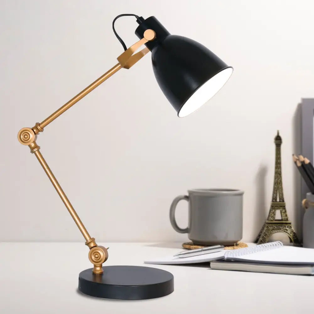 Sarantino Adjustable Metal Table Lamp In Black And Gold - Home & Garden > Lighting